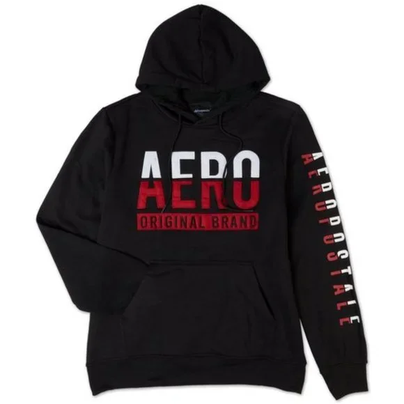 Aeropostal Big Men's Solid Logo Hoodie - Black men size 2X - Picture 1 of 6